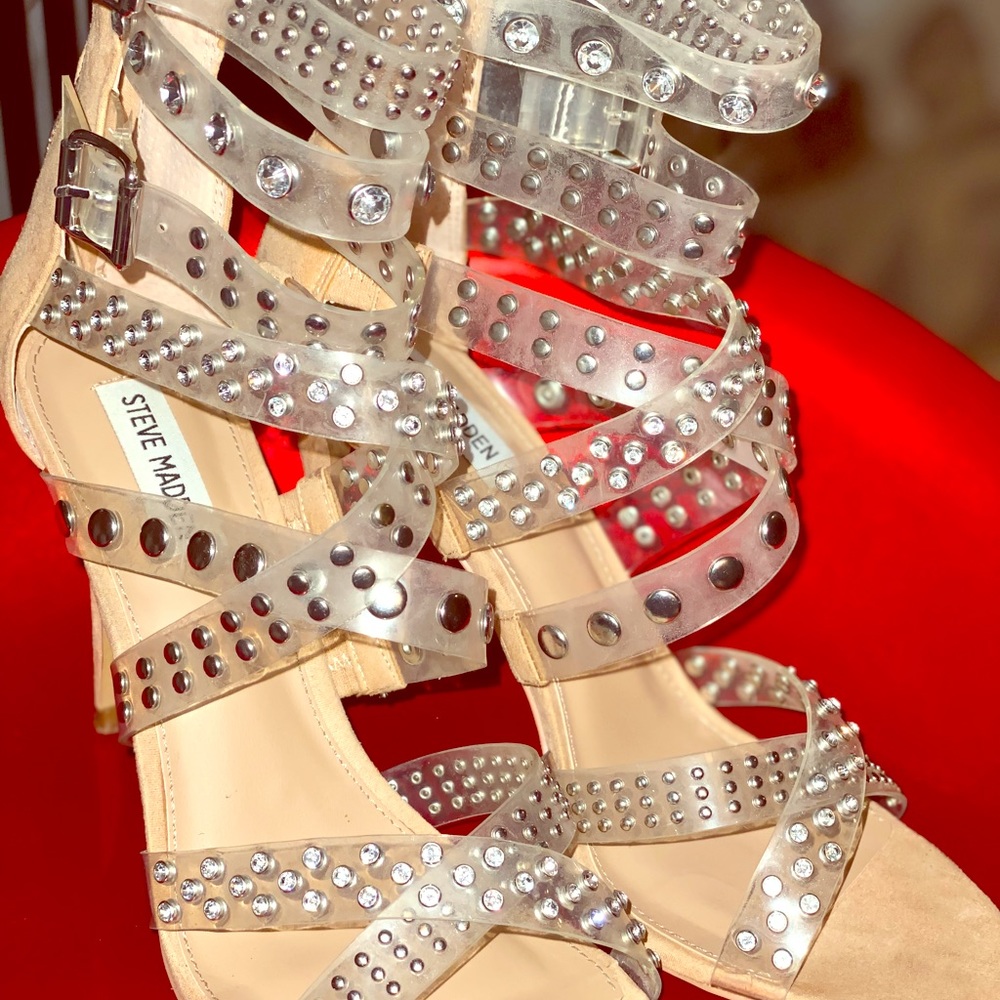 Clear studded heels